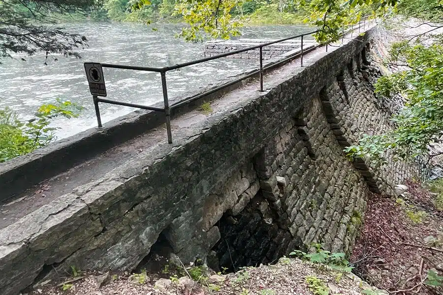the historic dam at Black Bass Lake